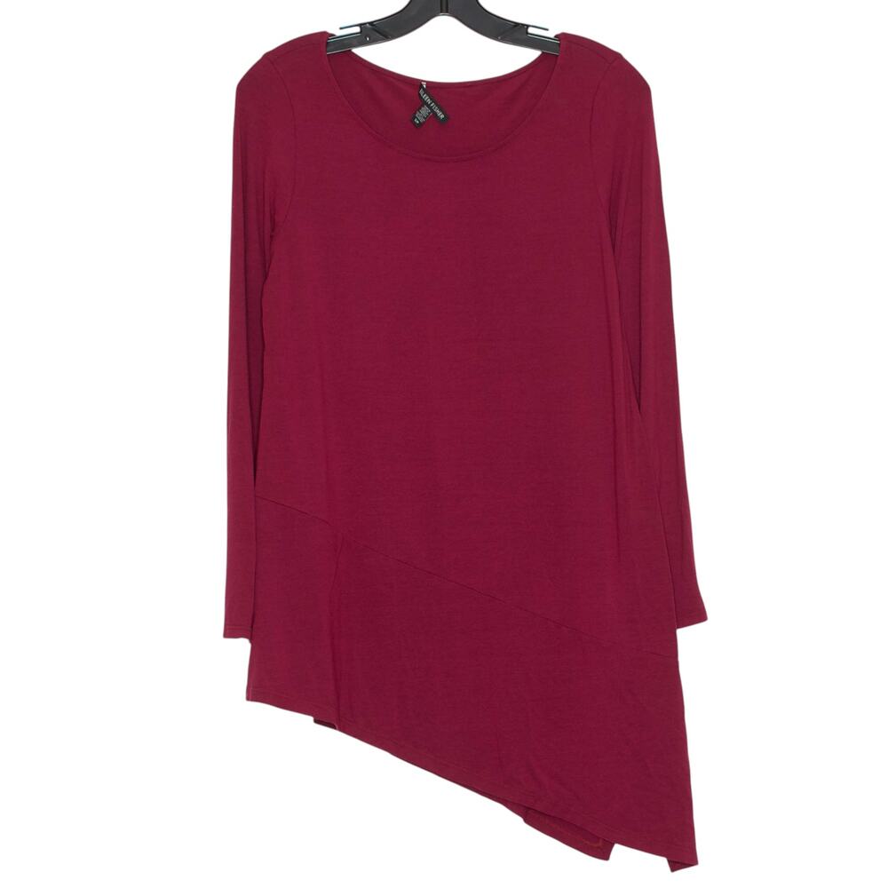 Eileen Fisher Tunic Top Stretch Long Sleeve Asymmetrical Minimalist Lagenlook S